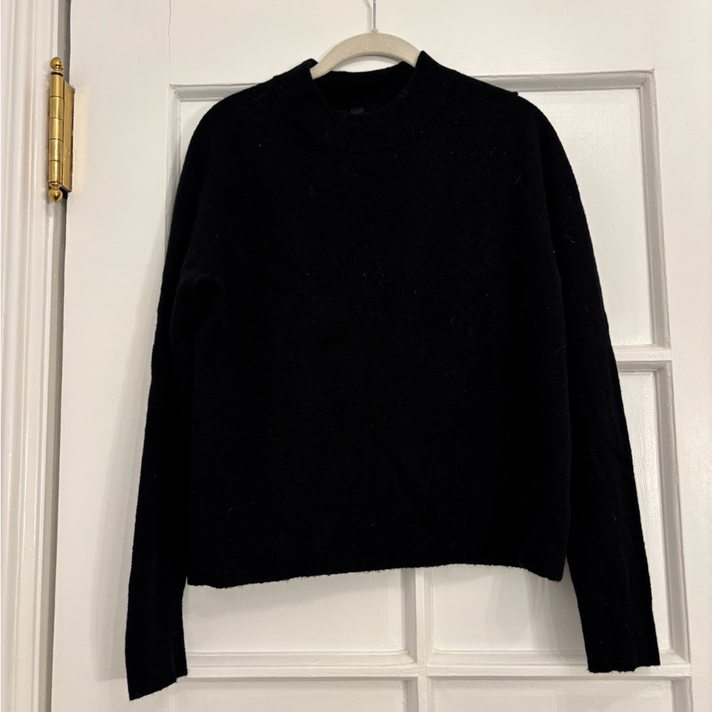 Black Athleta Merino Wool Mock Neck Sweater